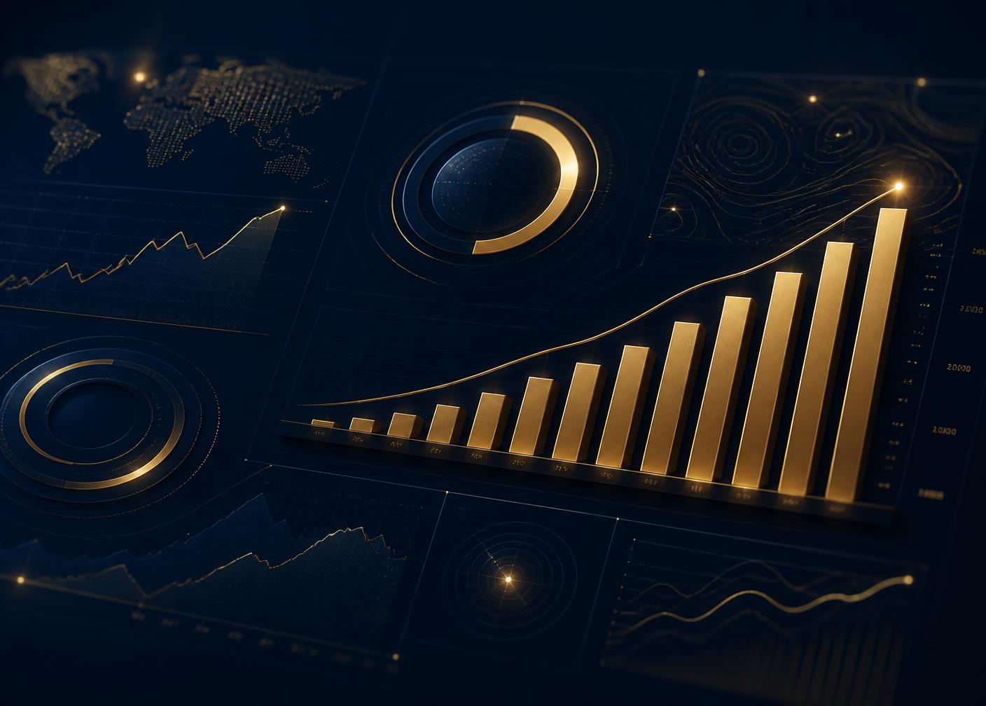 Financial recovery analytics dashboard with credit score gauges and debt payoff charts